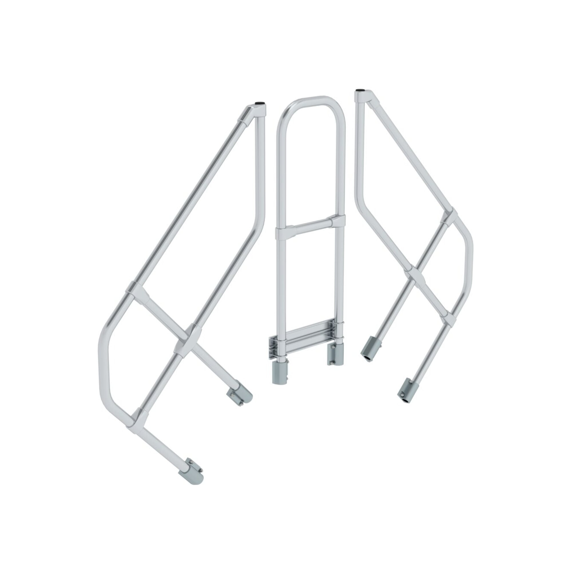MUNK zweiter Handlauf Aluminium-Überstieg stationär/fahrbar 45° 3 Stufen