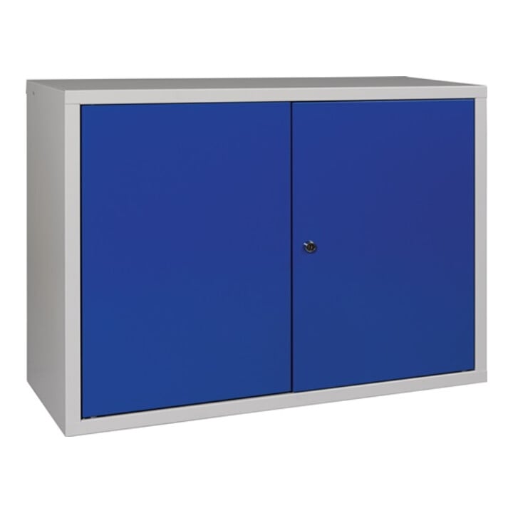 Hängeschrank H600×B800×D300 mm Volledig plaatstaal, 1 deur, lichtgrijs/enzianblauw