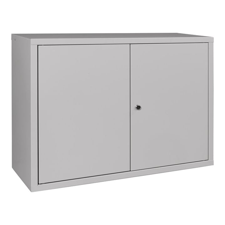 Muurkast H600xB800xD300mm massief plaatstaal, 1 BD staalplaat lichtgrijs/lichtgrijs