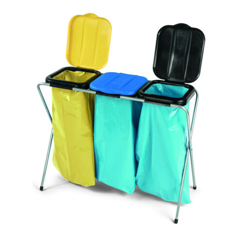 Nölle Collecteur de déchets 3x120 l avec couvercle jaune/bleu/noir