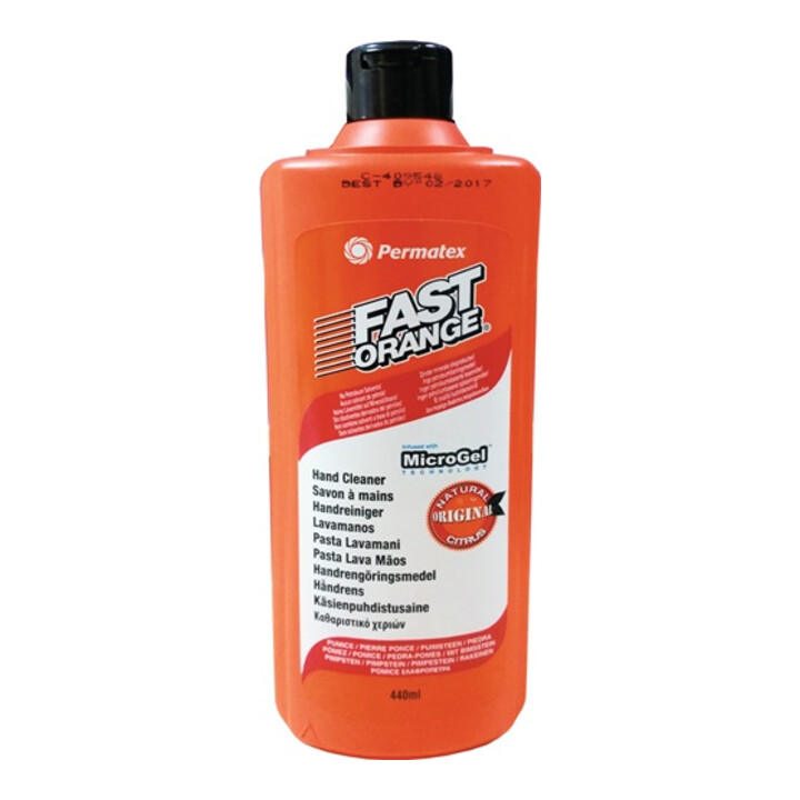 Nettoyant p. les mains Fast Orange 440 ml avec Aloe Vera, huile de Jojoba