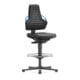 Nexxit Fauteuil de travail pivotant avec patins + anneau repose-pieds mousse PU noir poignée bleue 570-820 mm-1