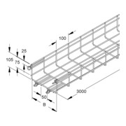 Niedax Chemin de câble grillagé 105 × 100 × 3000 mm, CITO MTC 105.100 V-3