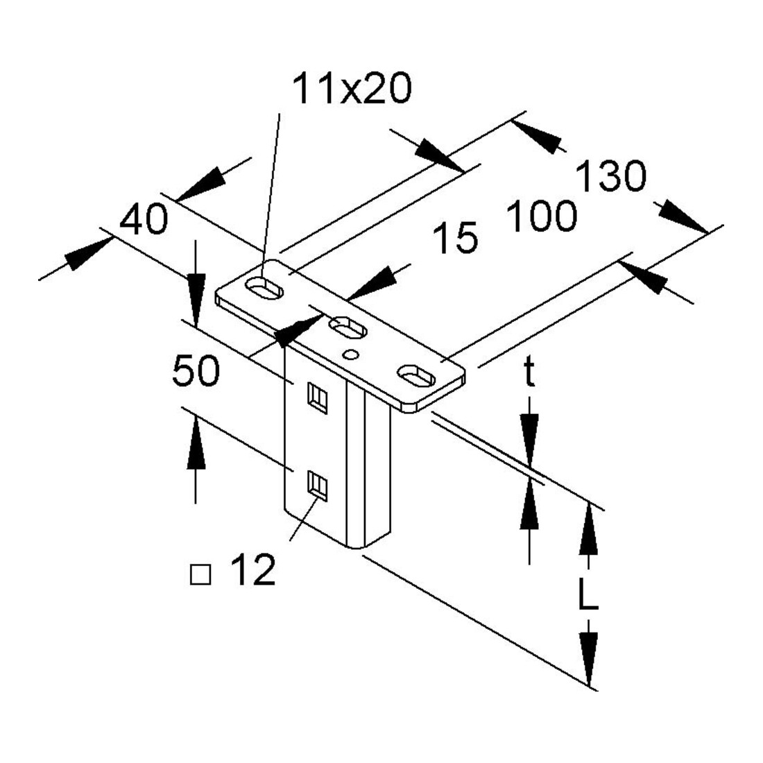 Niedax Plaque à vis pour U4530 acier zingué KU 4530 F