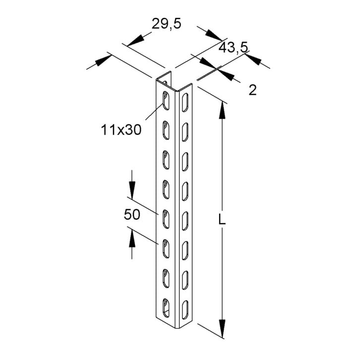 Niedax Profilé en U 43,5x29,5x3000 mm U 4530/3000 SL