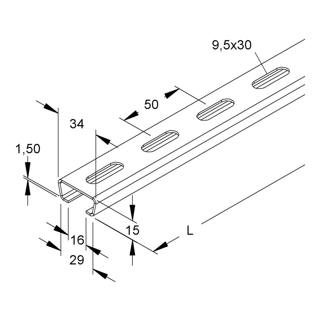 Niedax Rail d'ancrage 2975/2 FL