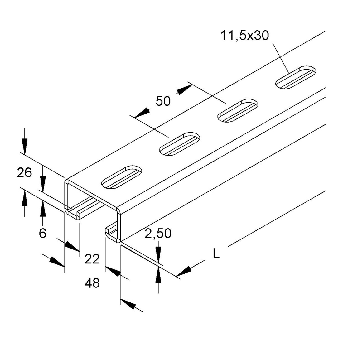 Niedax Rail d'ancrage 2991/3 FL