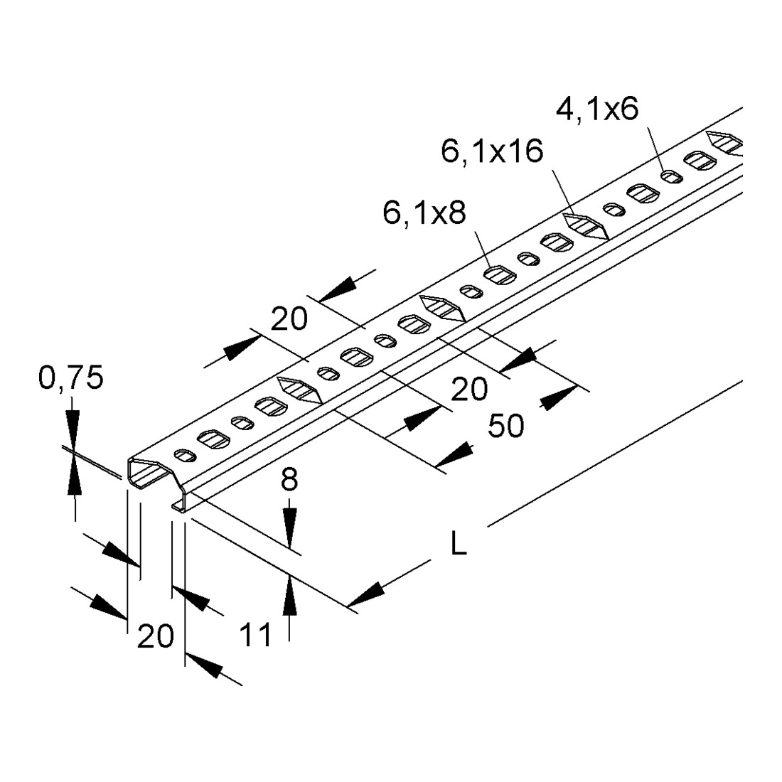 Niedax Rail de montage 2910/2 SQA