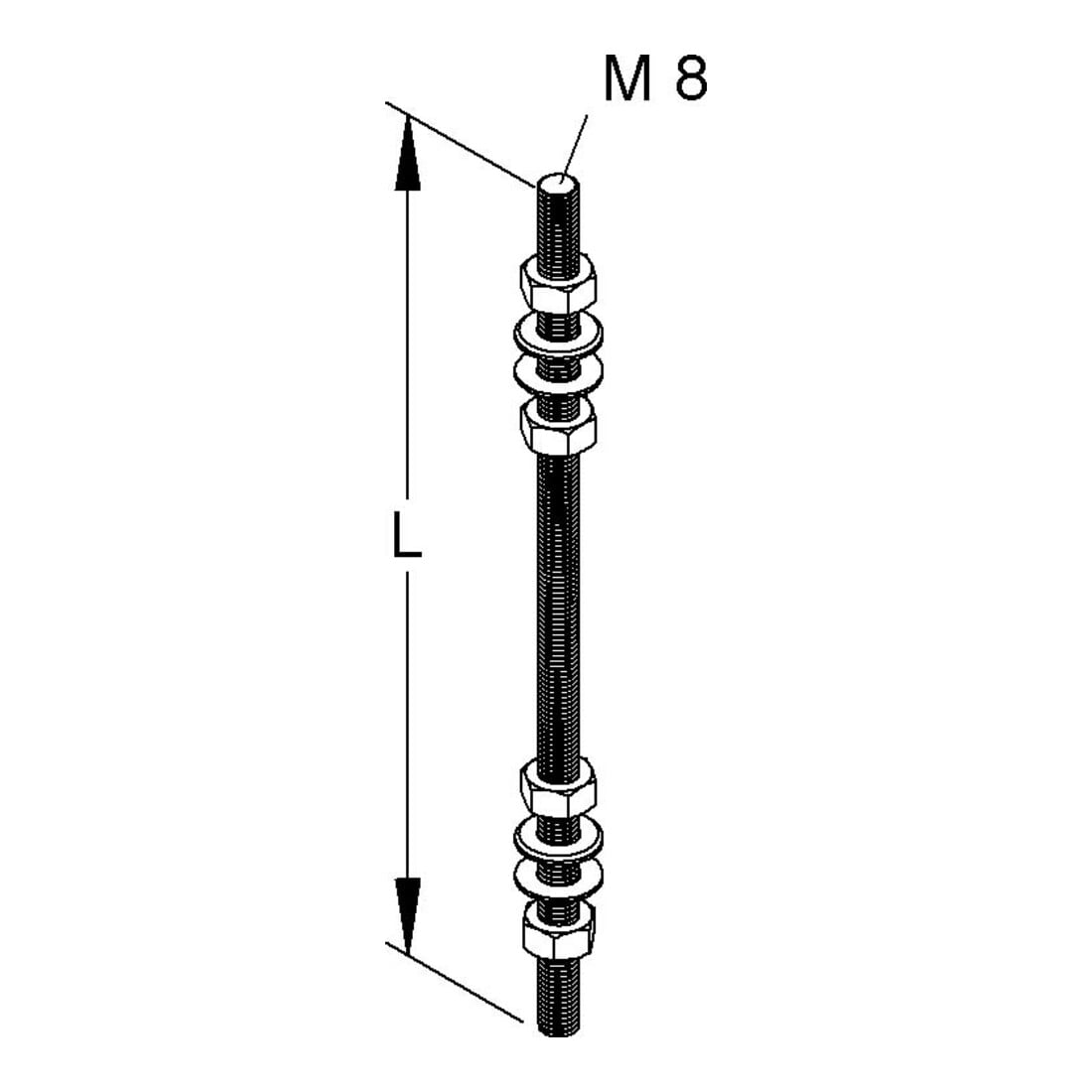 Niedax Tige filetée M 8/1000