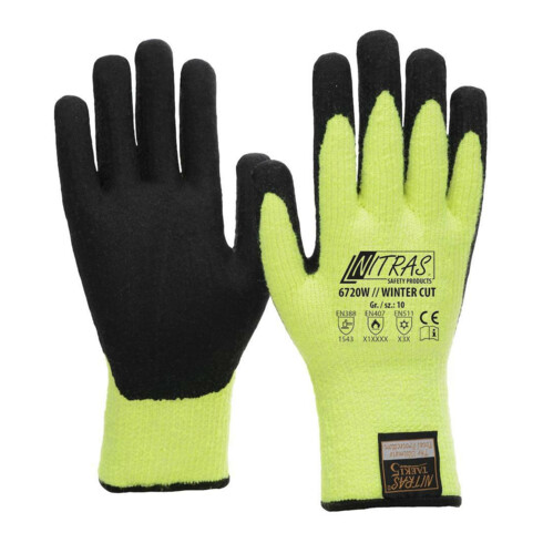 NITRAS Gants de protection d'hiver Taeki5, enduit latex, taille 9