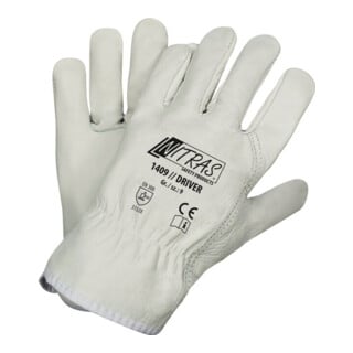 NITRAS Gants Driver Taille 9 gris cuir pleine fleur bovin EN 388 EPI II