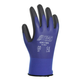 Gants Nitras Peau bleu/noir Nyl.m.PU FR 388 Cat.II