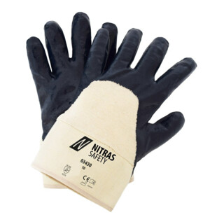 Nitrilhandschuh,blau, Stulpe,teilbeschichtet