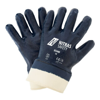 As Nitrilhandschuh, blau, Stulpe, vollbeschichtet