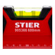 Niveau à bulle magnétique STIER Premium à trois fioles, 600 mm ± 0,5 mm/m