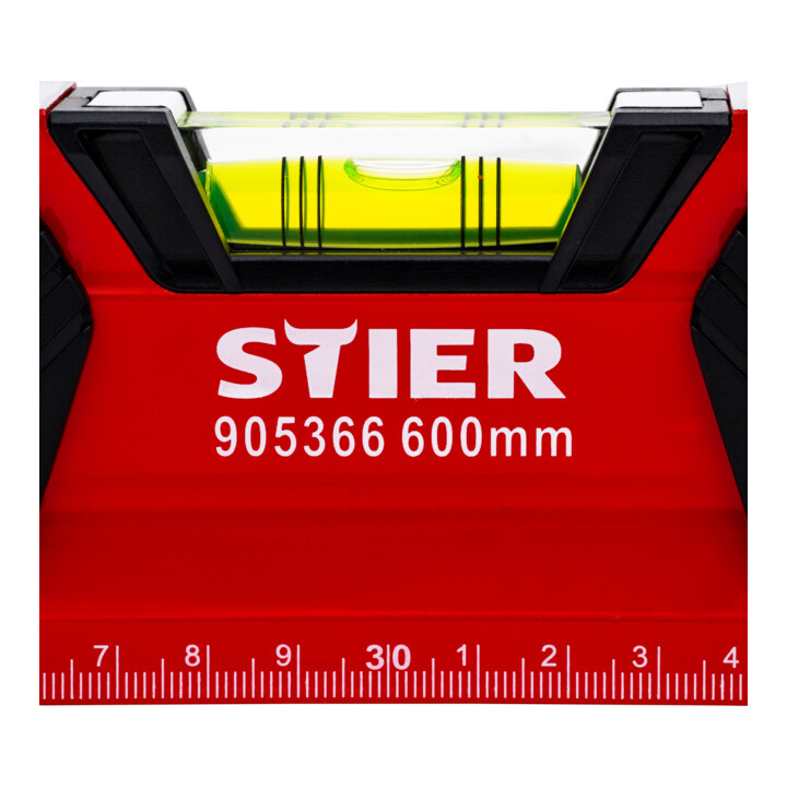 Niveau à bulle magnétique STIER Premium à trois fioles, 600 mm ± 0,5 mm/m