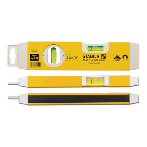 Niveau à bulle STABILA Type 70 TM Torpedo, 22 cm, avec système d’aimants