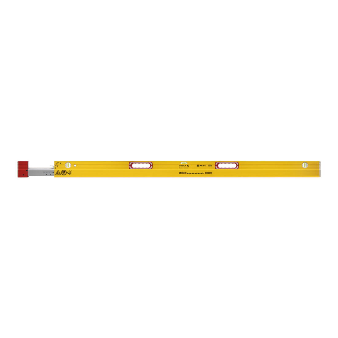 Niveau à bulle télescopique STABILA Type 106 TM, 216 – 379 cm, avec système d’aimants aux terres rares