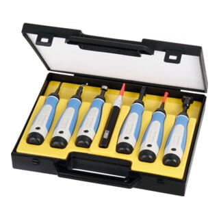 NOGA Set di raschietti/Sbavatori universali (7 portalame con lame), in astuccio di plastica 16pz.