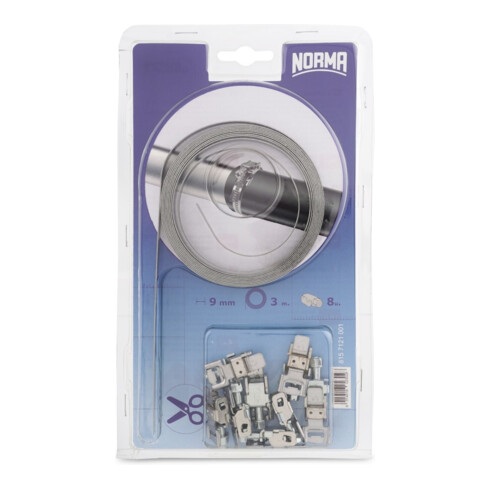 NORMA Serratub Kit bande sans fin 9mm W2B, bande 3m, 8 têtes