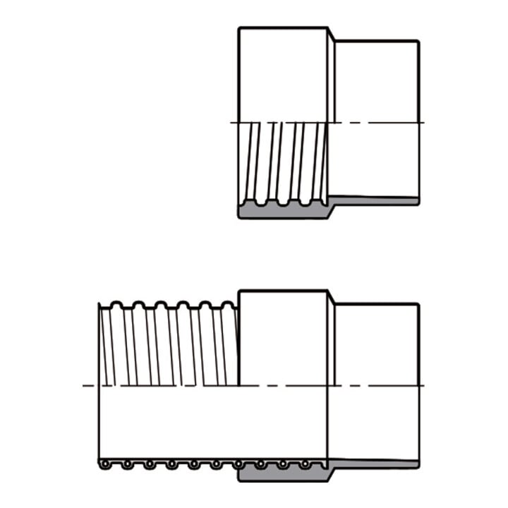 Norres lebensmittelechte Muffe aufschraubbar für AIRDUC® 356 Ø 60mm