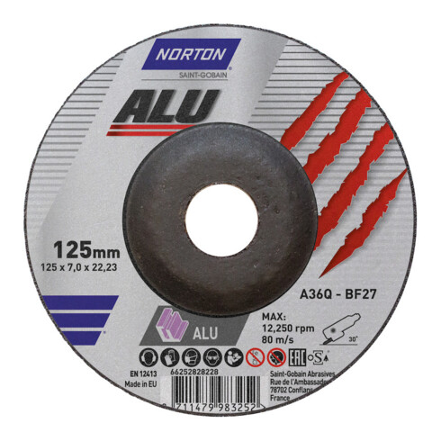 Norton Disque à ébarber alu décalé 125x7,0 mm