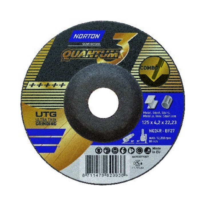 Norton Disque combo tronçonnage/ébarbage incurvé 125x4,2