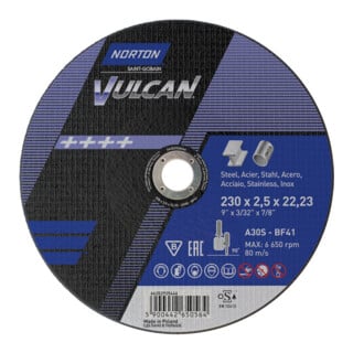 Norton Disque de coupe Vulcan acier/inox droit 230x2,5