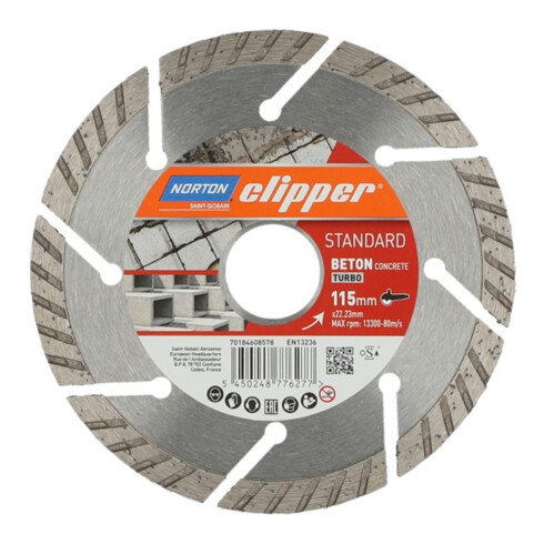 Norton Disque diamant Standard Turbo béton, diamètre 115