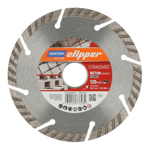 Norton Disque diamant Standard Turbo béton, diamètre 125