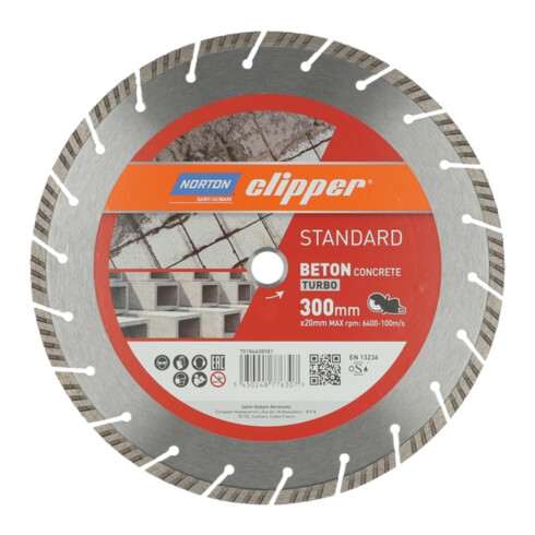 Norton Disque diamant Standard Turbo béton, diamètre 300
