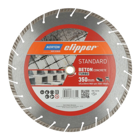Norton Disque diamant Standard Turbo béton, diamètre 350