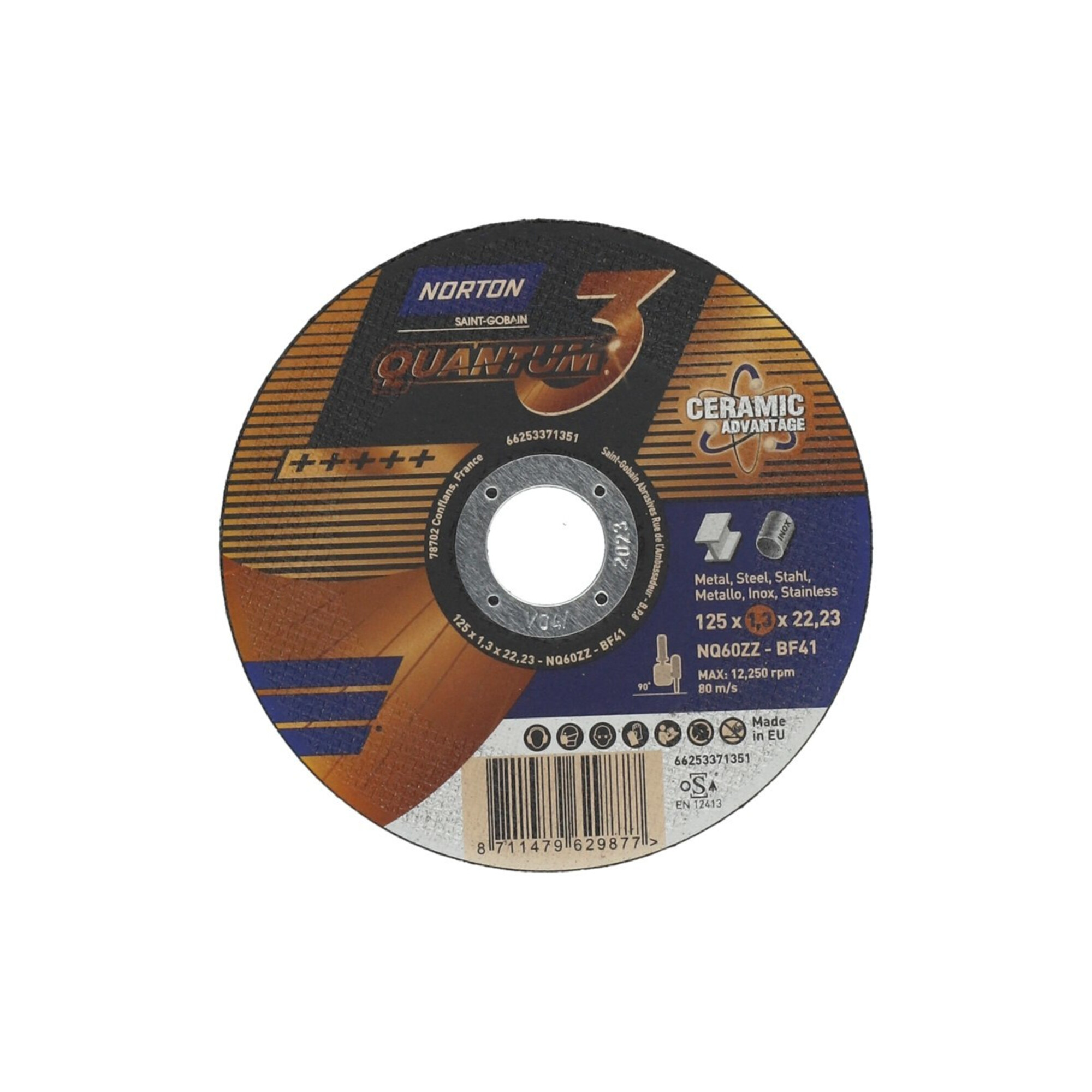 Norton QUANTUM 3-Metall Trennscheibe, gerade 125x1.3x22.23 ; Saint-Gobain