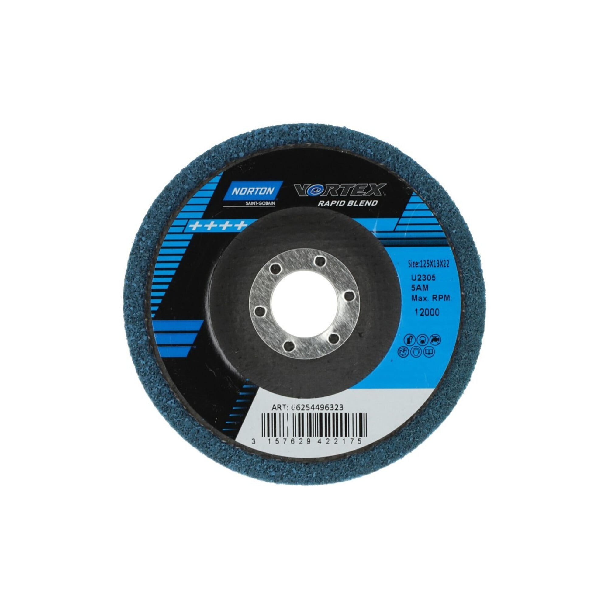 Norton Schleifvliesscheibe mit Unterlage - Vortex Unified Whl- 127x12.7x22.225