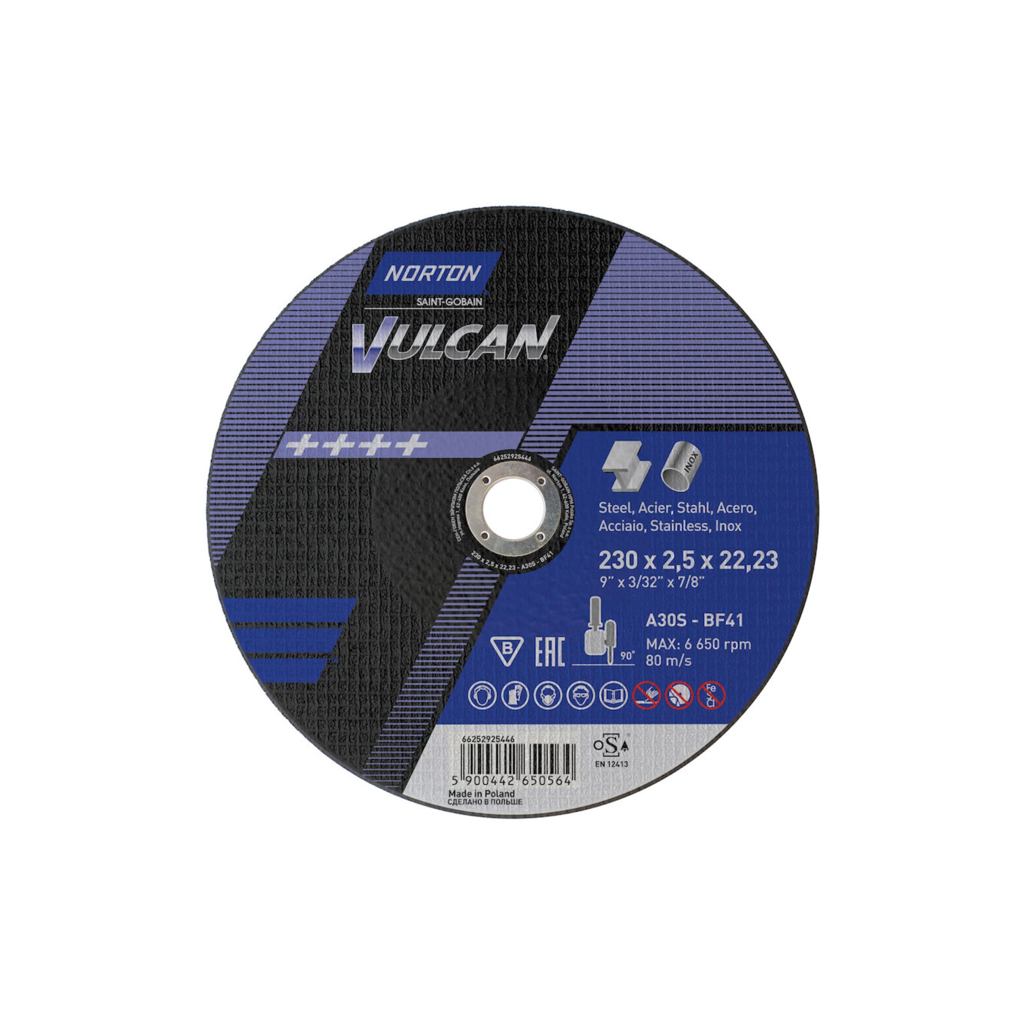 Norton Trennscheibe Vulcan Stahl/Inox gerade 230x2,5 ; Saint-Gobain