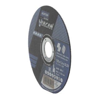 Norton VULCAN Disque de coupe métal inox droit ultra-fin 125x1,6x22,23