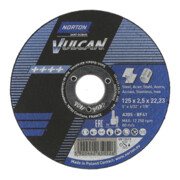 Norton VULCAN Disque de découpe métal inox droit 125x2,5x22,2