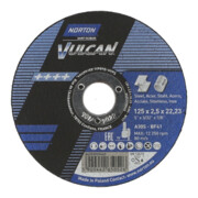 Norton VULCAN Disque de découpe métal inox droit 125x2,5x22,2