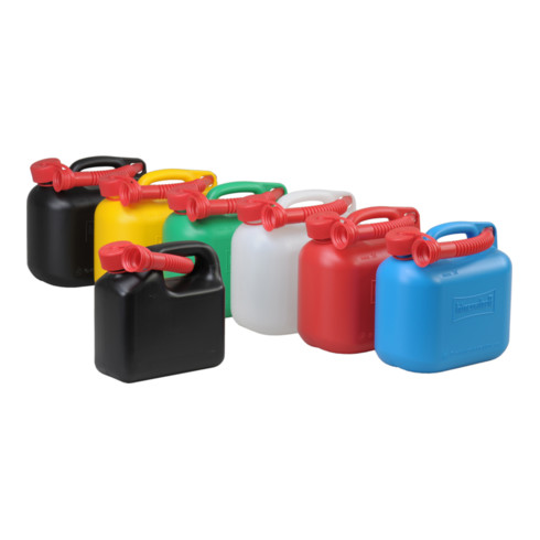 Nourrices à carburant STANDARD 5 L, PE-HD naturel, homologation NU et accessoire rouge