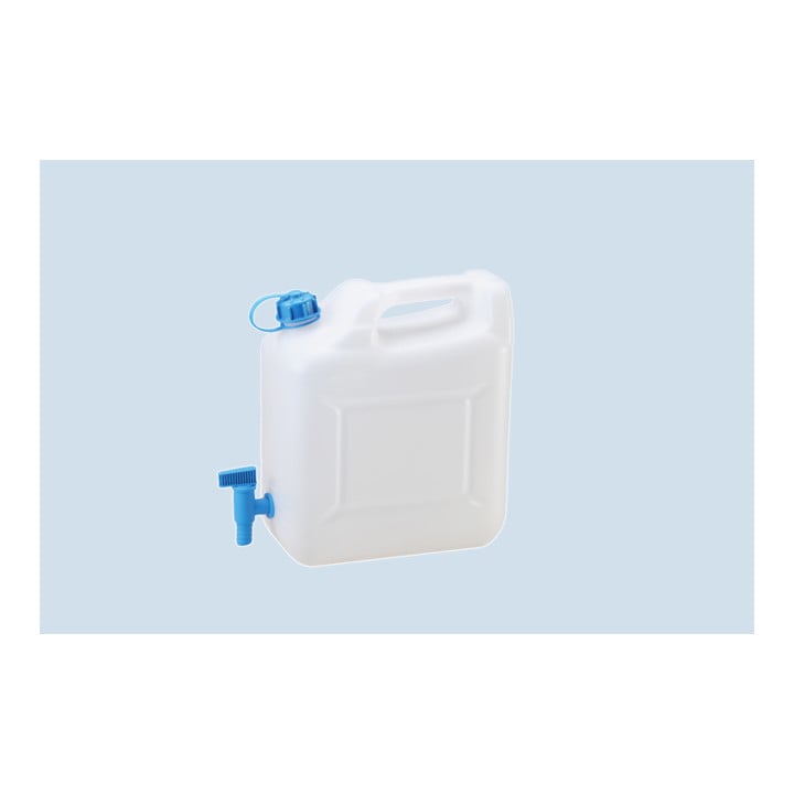Nourrices à eau ECO 12 L avec robinet, PE-HD naturel, robinet de vidange fixement monté (bleu)
