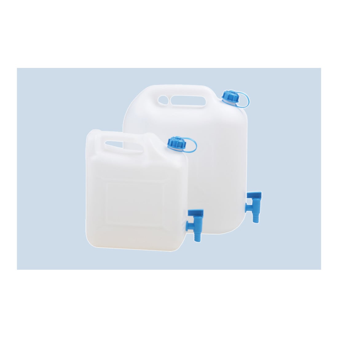 Nourrices à eau ECO 22 L avec robinet, PE-HD naturel, robinet de vidange fixement monté (bleu)