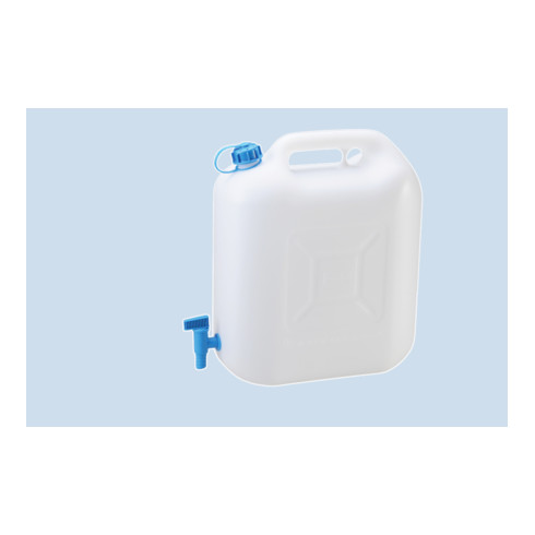 Nourrices à eau ECO 22 L avec robinet, PE-HD naturel, robinet de vidange fixement monté (bleu)