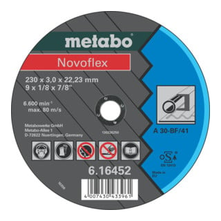 Disque à découper en acier Novoflex de Metabo, classe de qualité A 30