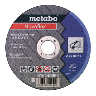 Disque à découper en acier Novoflex de Metabo, classe de qualité A 30