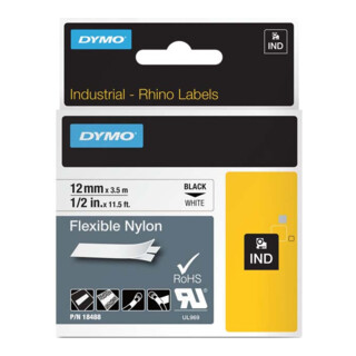 NWL Cassette de ruban ID1 Nylon 12 mm 3,5 m noir sur blanc