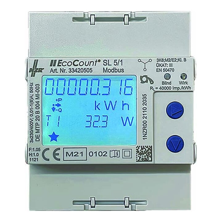 NZR Elektr.Hutschienenzähler 5//1A Modbus, MID EcoCount SL, 33420505