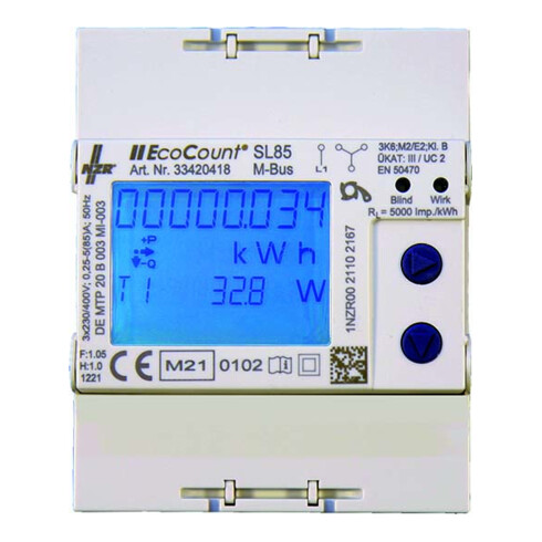 NZR Elektr.Hutschienenzähler 5//1A S0, MID EcoCount SL#33420205