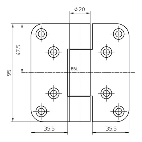 Objektband VARIANT VN 2929/100 VA ma geb.100kg 20mm DIN L/R stu.Tür