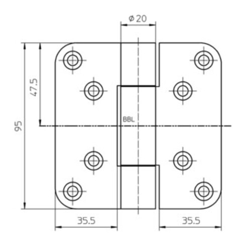 Objektband VARIANT VN 2929/100 VA ma geb.100kg 20mm DIN L/R stu.Tür