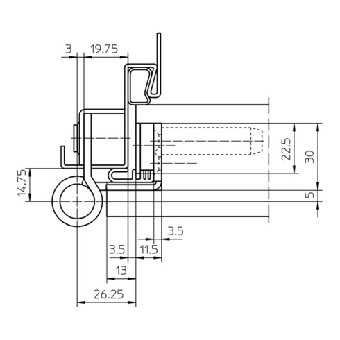 Objektband VARIANT VN 8938/160 U FD VA ma geb.160kg 22,5mm DIN L